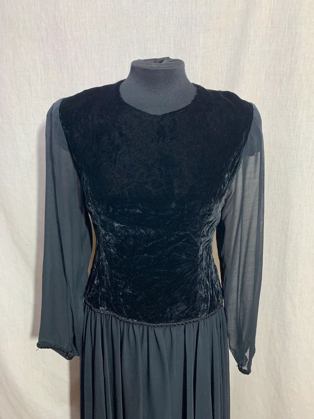 Vestido Largo Combinado Terciopelo y Gasa | Velvet and Chiffon Long Dress – Vintage Dressing – taille M / 38 / 10 3