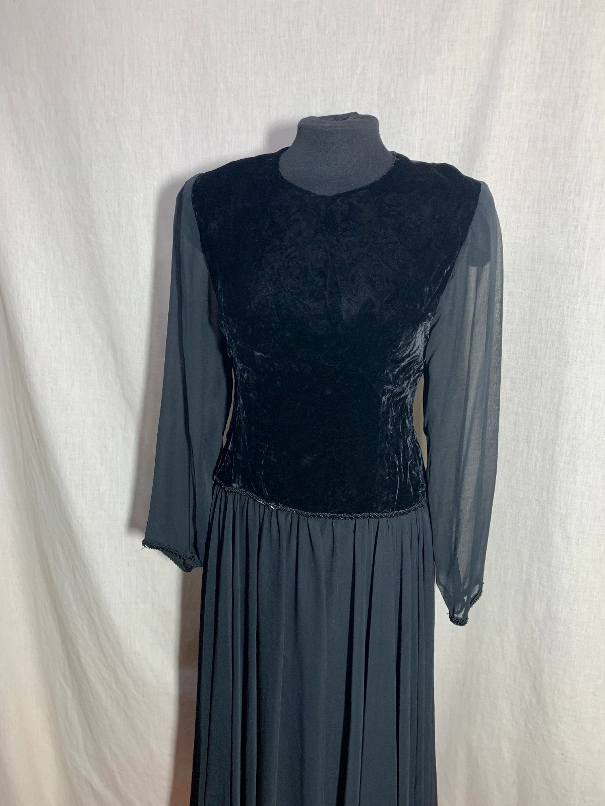 Vestido Largo Combinado Terciopelo y Gasa | Velvet and Chiffon Long Dress – Vintage Dressing – taille M / 38 / 10 4