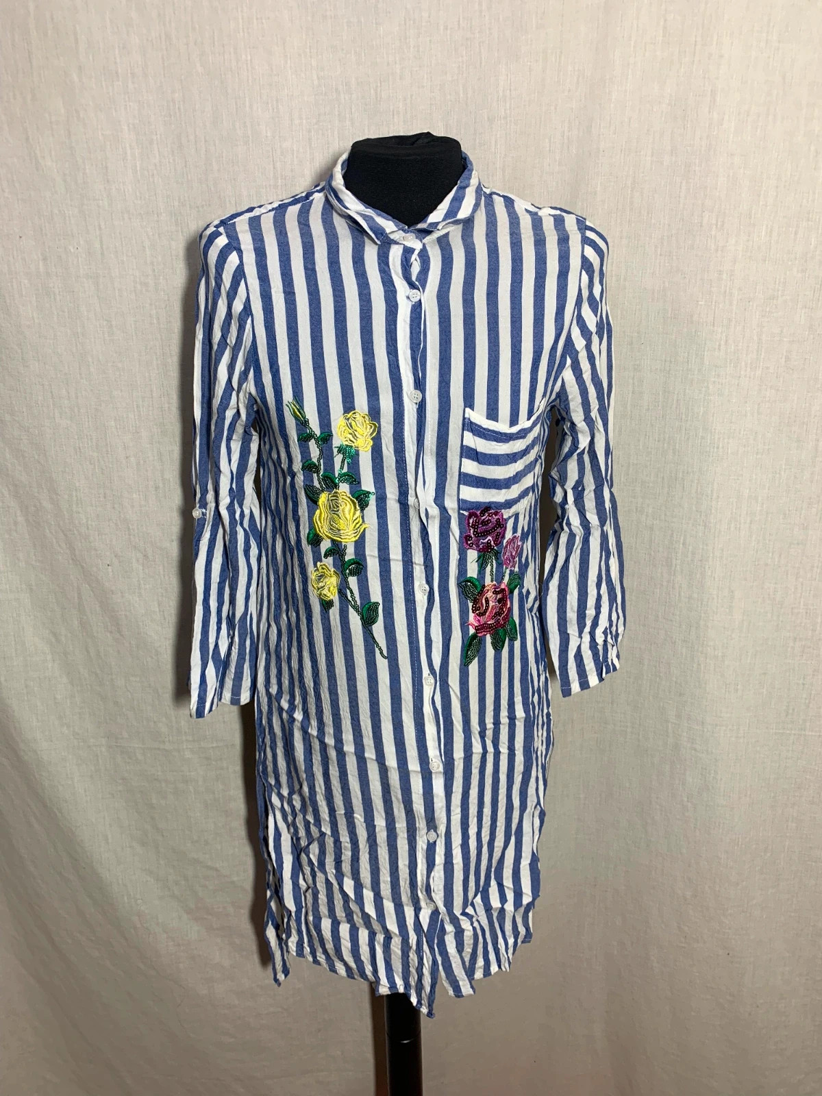 Vestido Camisero Rayas y Bordados | Striped Shirt Dress with Embroidery | Anany