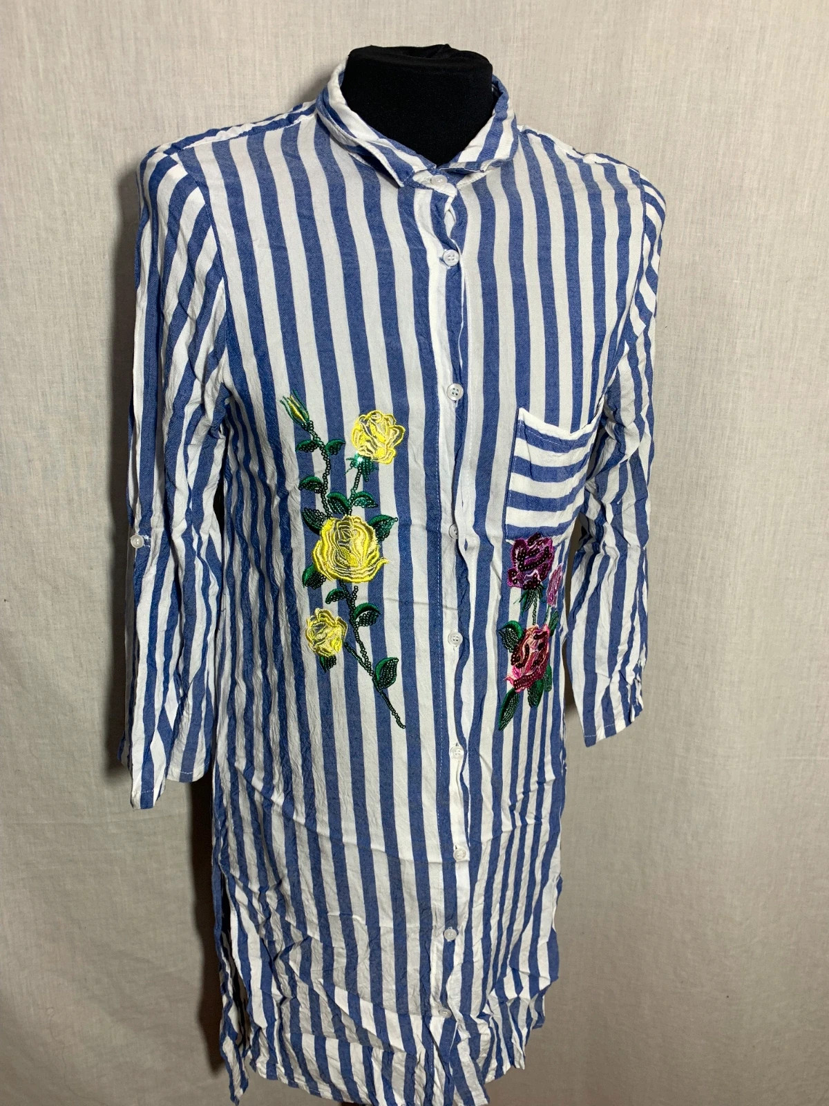 Vestido Camisero Rayas y Bordados | Striped Shirt Dress with Embroidery | Anany – ANANY – taille M / 38 / 10 4