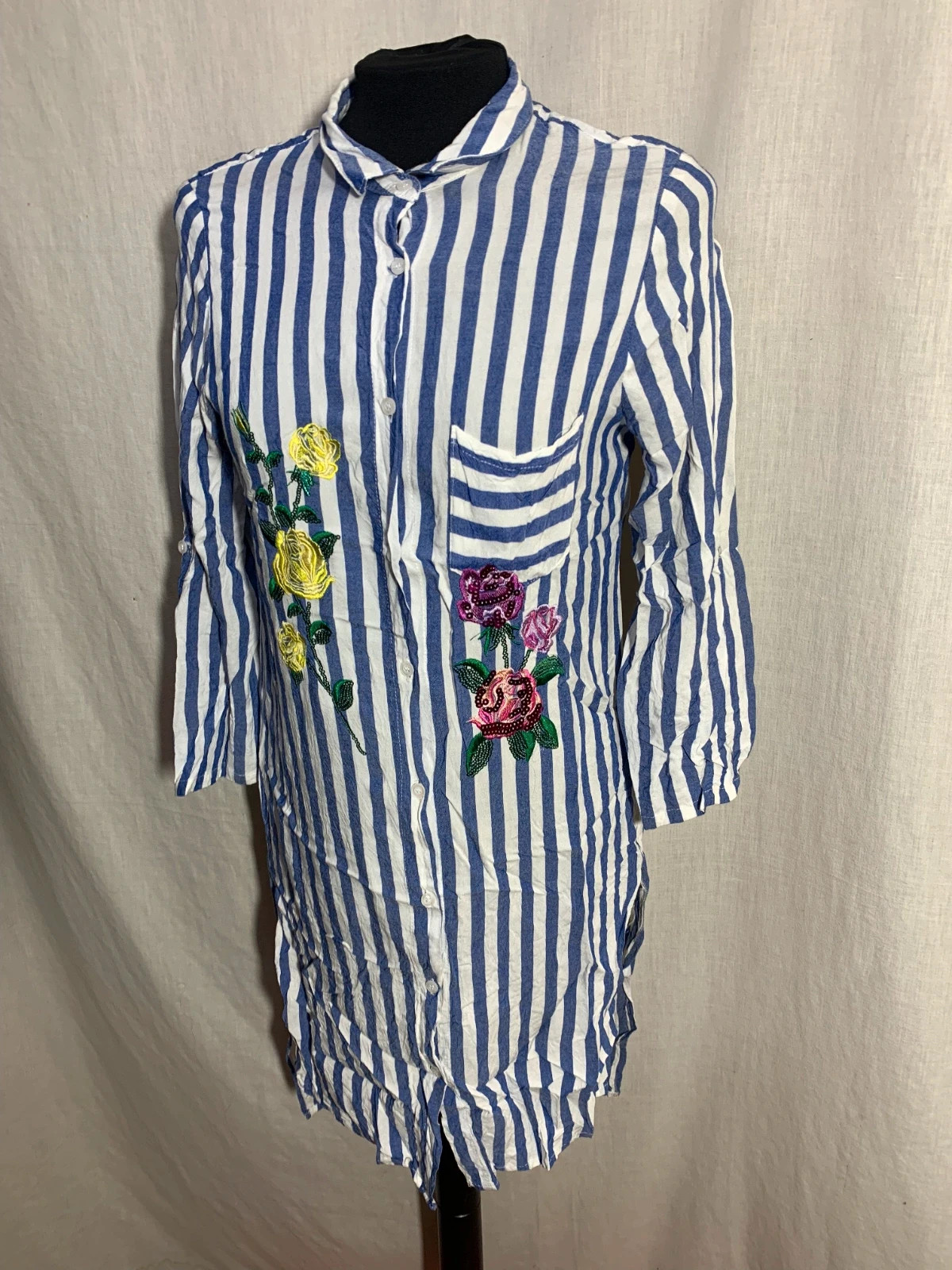 Vestido Camisero Rayas y Bordados | Striped Shirt Dress with Embroidery | Anany – ANANY – taille M / 38 / 10 3