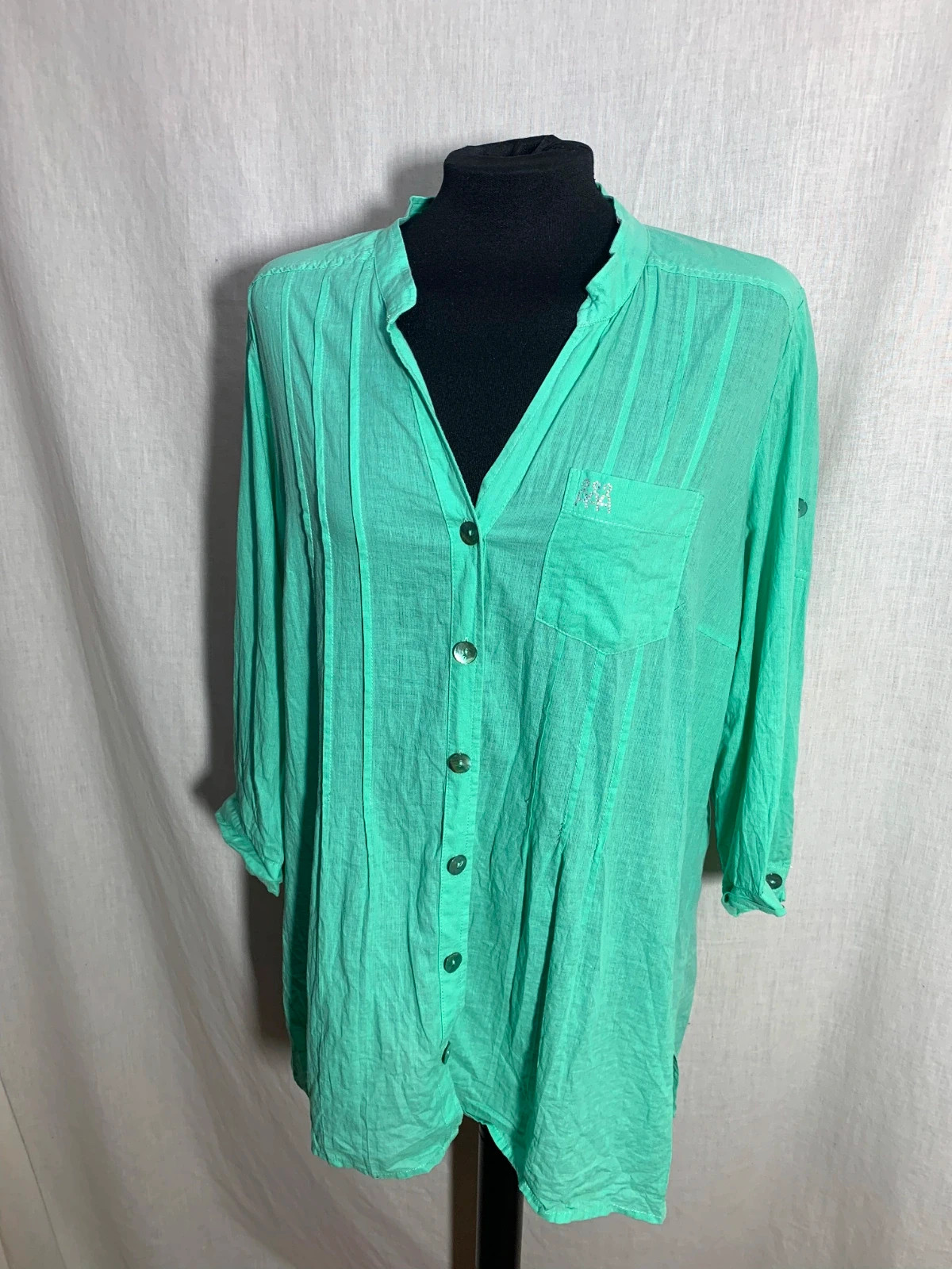 Blusa menta de Algodón | Cotton Blouse | Paca Garcia – paca garcia – taille 5XL / 50 / 22 4