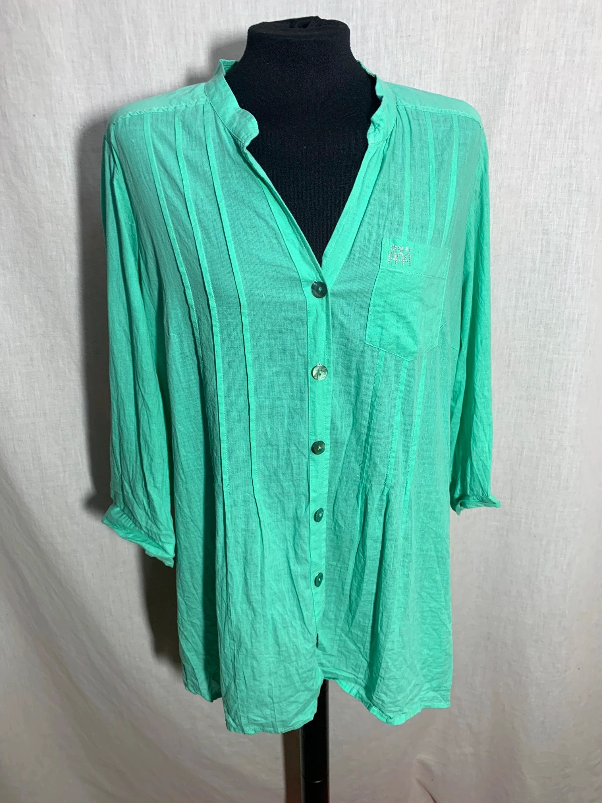 Blusa menta de Algodón | Cotton Blouse | Paca Garcia – paca garcia – taille 5XL / 50 / 22 3