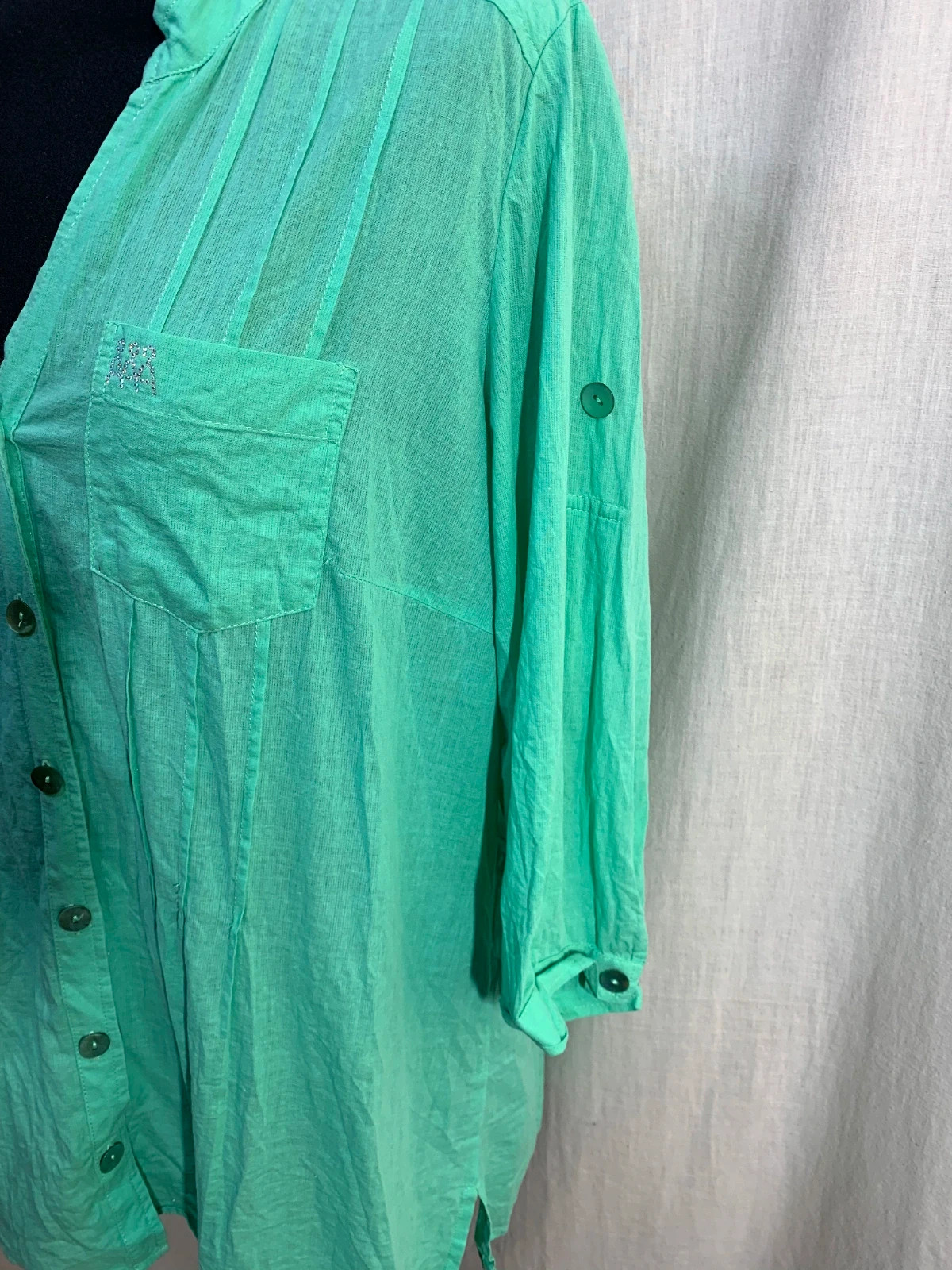 Blusa menta de Algodón | Cotton Blouse | Paca Garcia – paca garcia – taille 5XL / 50 / 22 5