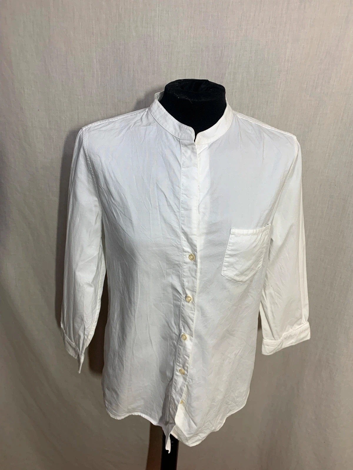 Camisa Blanca Cuello Mao | White Mandarin Collar Shirt | Massimo Dutti – Massimo Dutti – taille L / 40 / 12 5