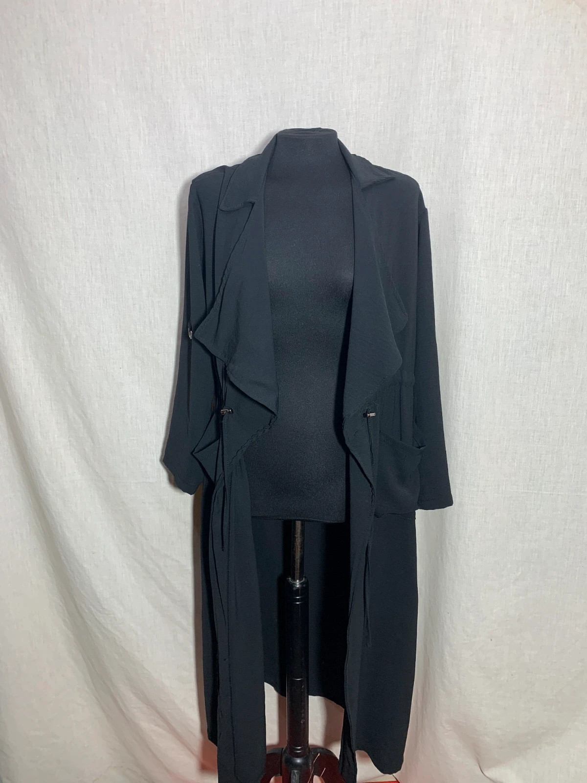 Gabardina Ligera Negra | Black Light Trench Coat – Vintage Dressing – taille XL / 42 / 14