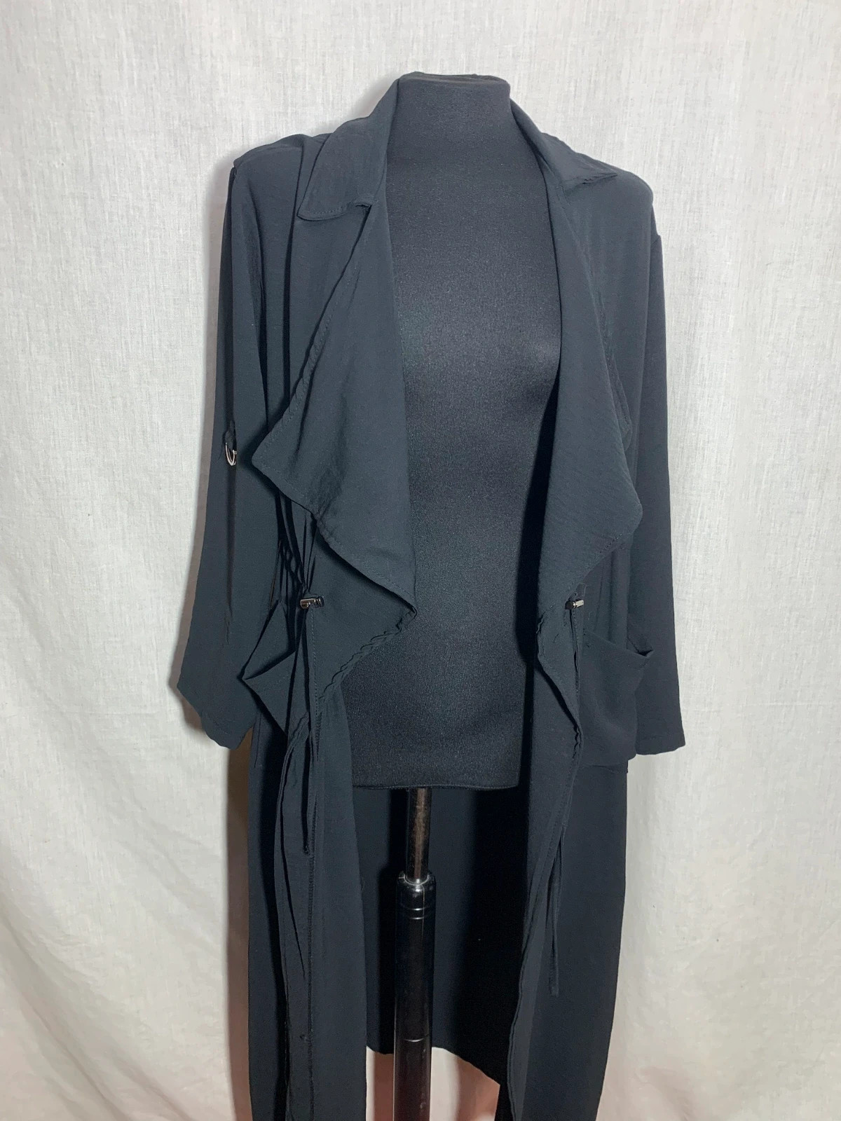 Gabardina Ligera Negra | Black Light Trench Coat – Vintage Dressing – taille XL / 42 / 14 3