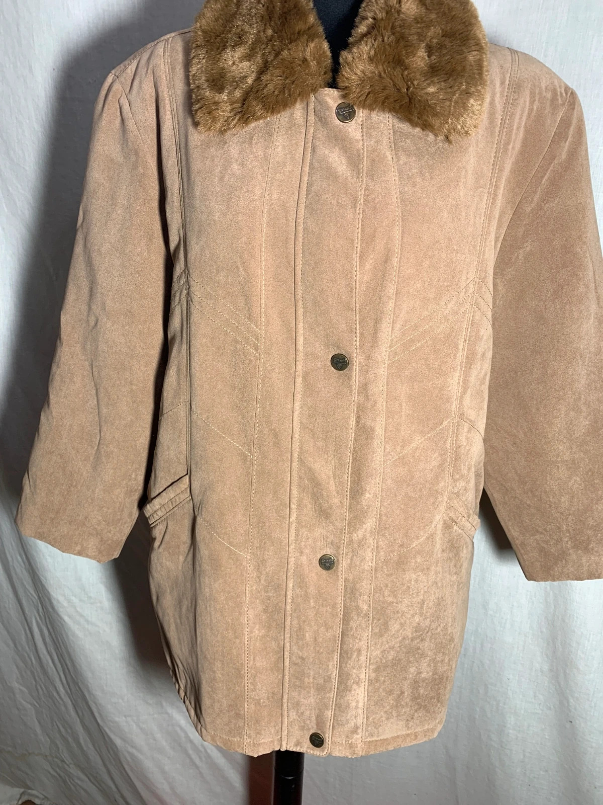 Abrigo de Antelina con Cuello de Pelo | Faux Suede Coat | Román Catachi – Vintage Dressing – taille 6XL / 52 / 24 3