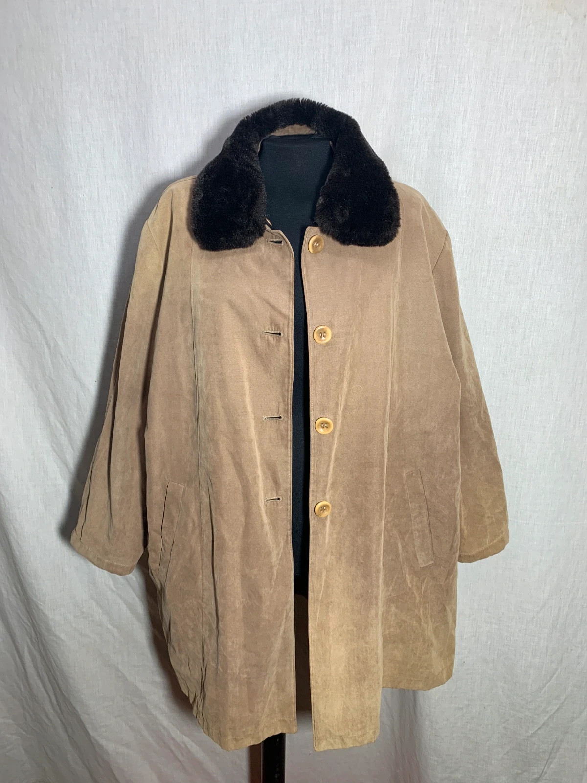 Abrigo de Antelina con Cuello de Pelo | Faux Suede Coat | Cheny – Vintage Dressing – taille 4XL / 48 / 20 4