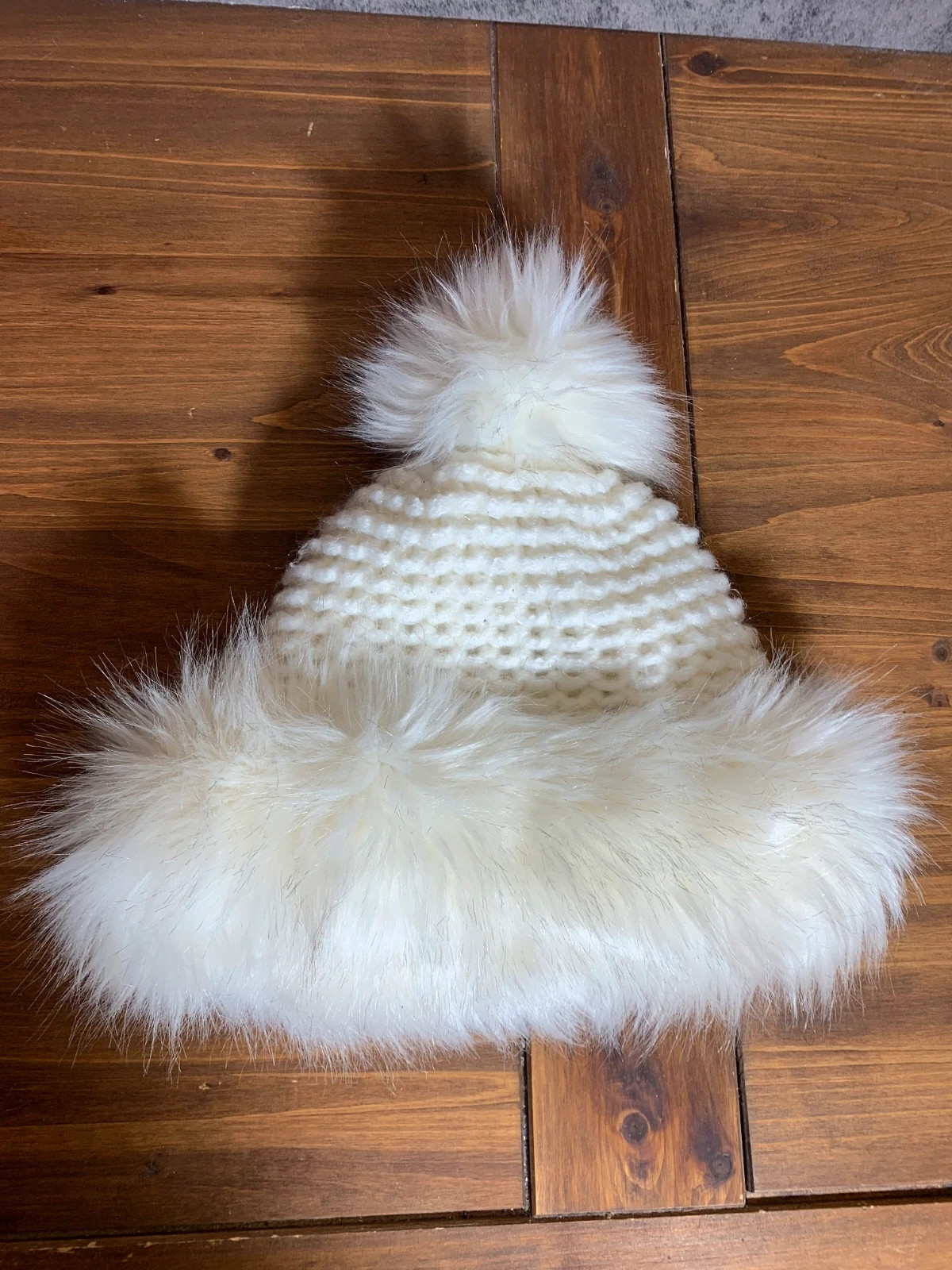 Gorro de punto blanco con pelo | White knit hat with faux fur – taille Taille unique 3