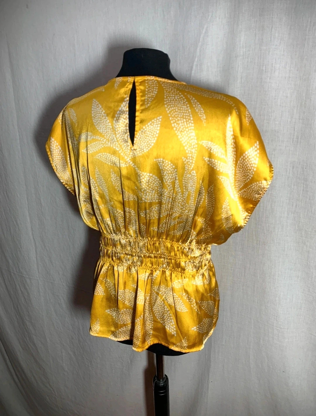 Blusa manga corta estilo japonés amarilla | Yellow and White Japanese-Style Short Sleeve Blouse – Vintage Dressing – taille XL / 42 / 14 4