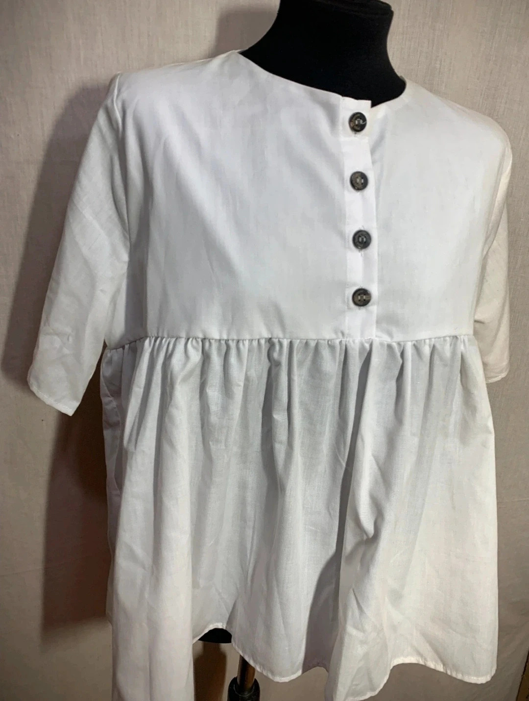 Blusa de manga corta blanca | White Short Sleeve Blouse | Pepa Habernau – Vintage Dressing – taille L / 40 / 12 5
