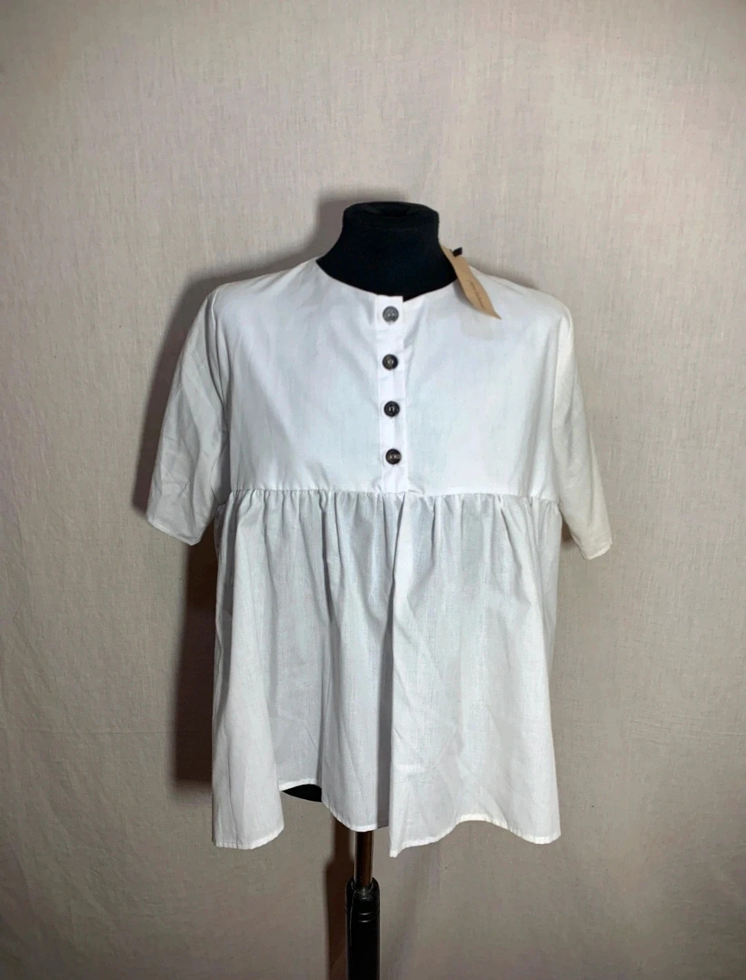 Blusa de manga corta blanca | White Short Sleeve Blouse | Pepa Habernau – Vintage Dressing – taille L / 40 / 12