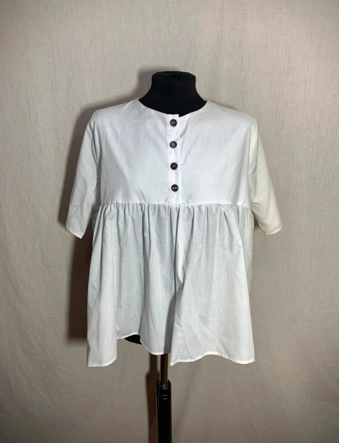 Blusa de manga corta blanca | White Short Sleeve Blouse | Pepa Habernau – Vintage Dressing – taille L / 40 / 12 2