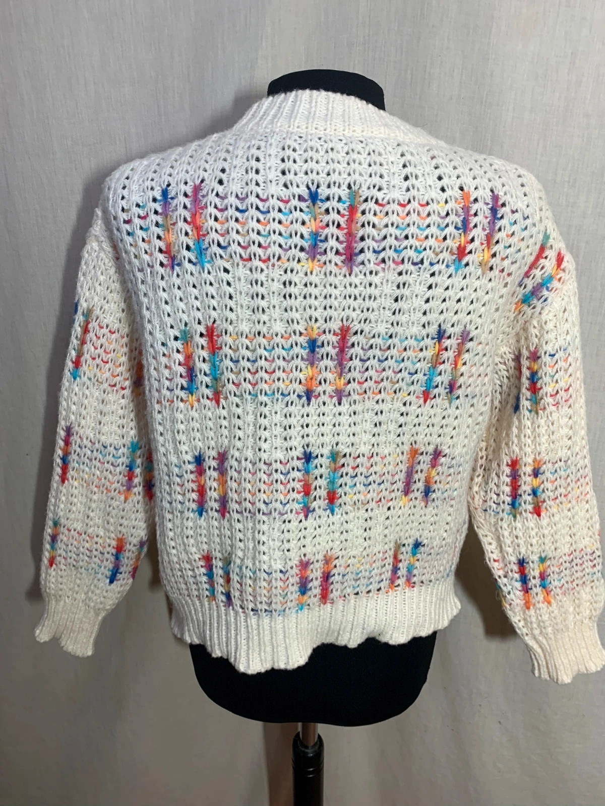 Jersey punto grueso blanco multicolor | multicolor knit sweater – taille S / 36 / 8 4