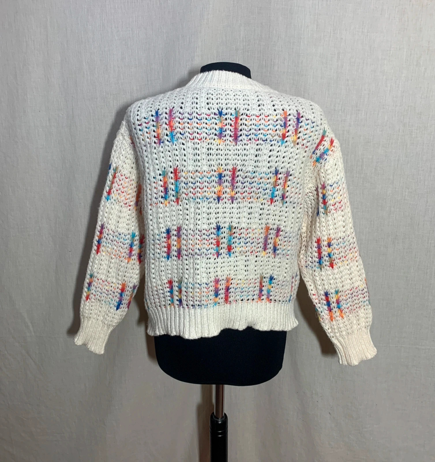 Jersey punto grueso blanco multicolor | multicolor knit sweater – taille S / 36 / 8 2