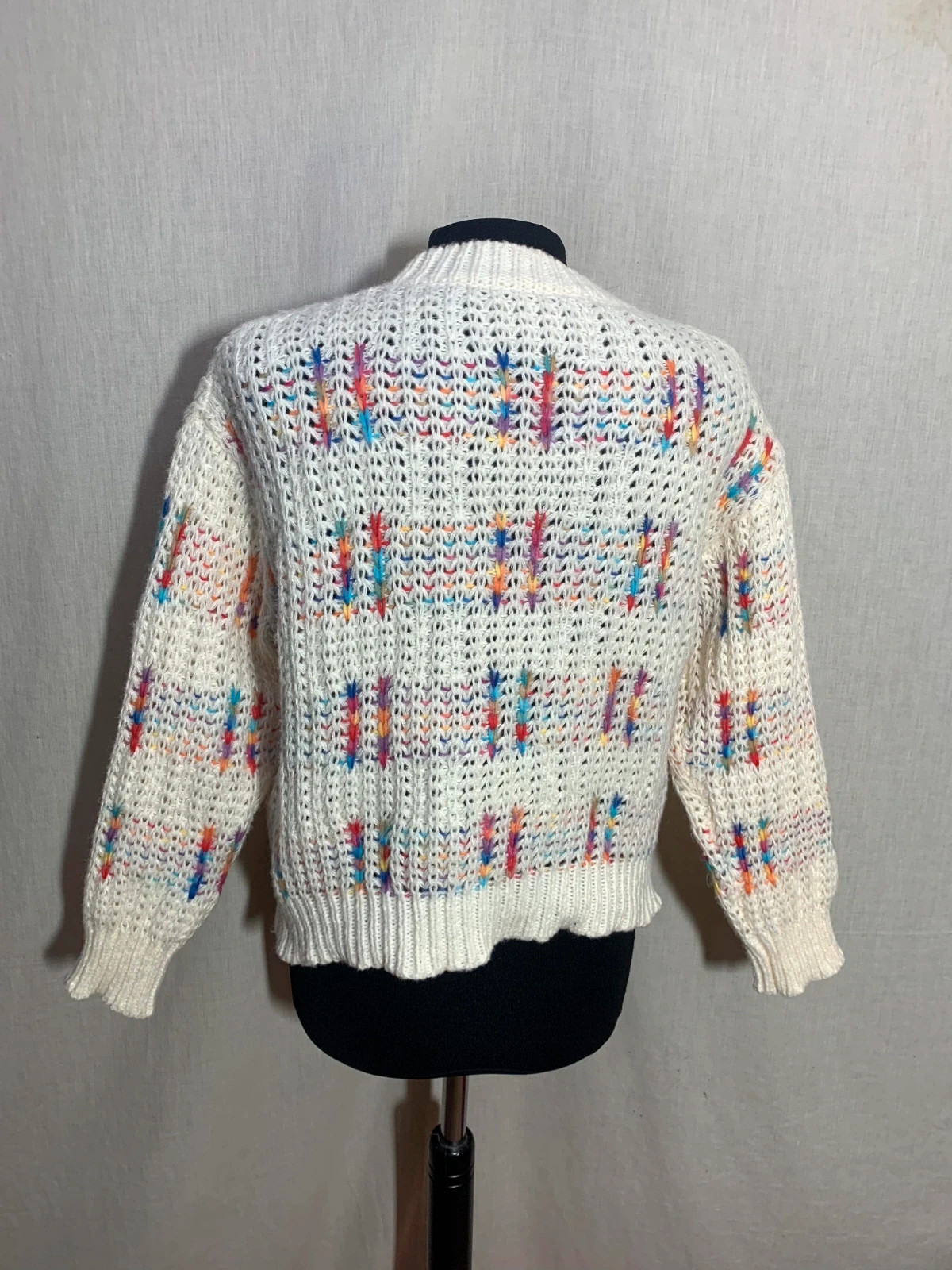 Jersey punto grueso blanco multicolor | multicolor knit sweater – taille S / 36 / 8 3