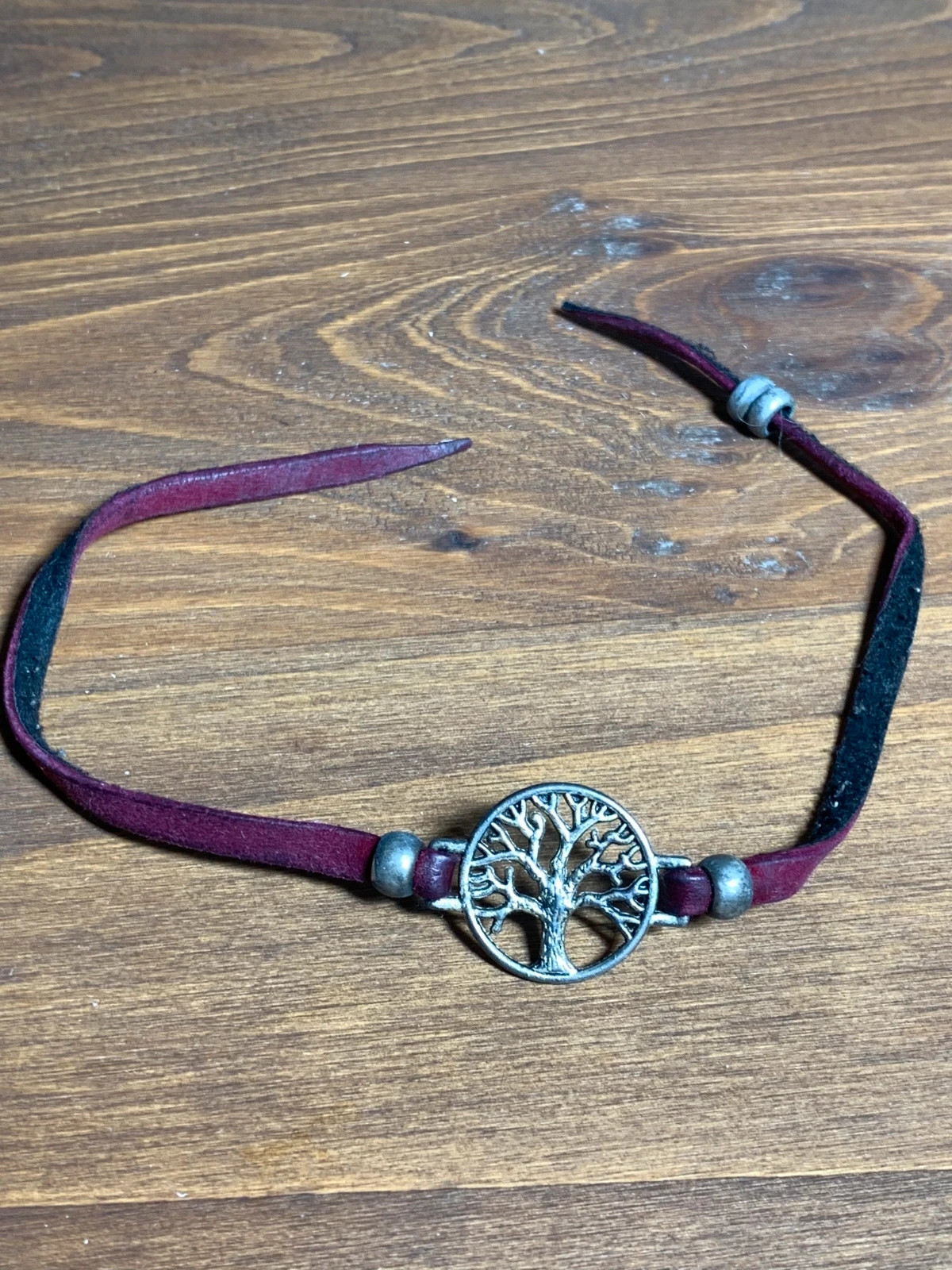 Pulsera Árbol de la Vida Cordón Burdeos Ajustable | Tree of Life Bracelet