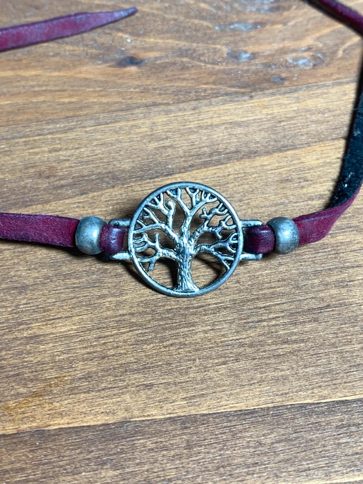Pulsera Árbol de la Vida Cordón Burdeos Ajustable | Tree of Life Bracelet 2