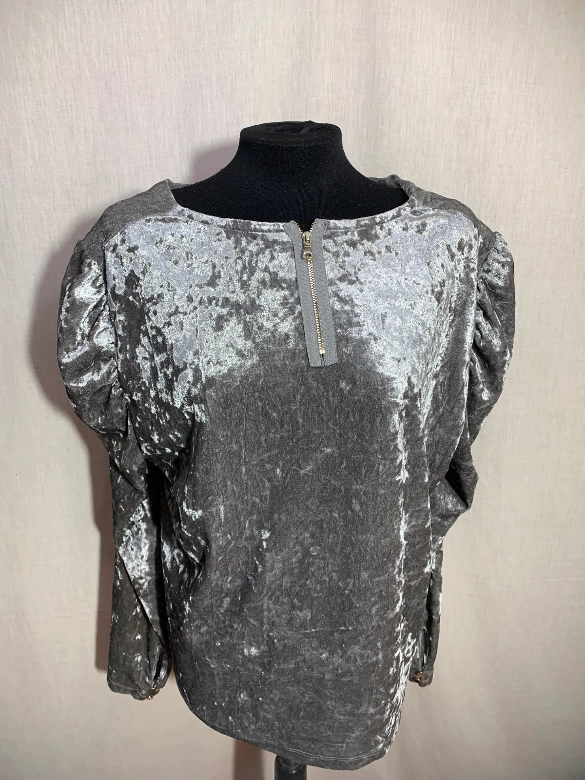 Blusa de Terciopelo Gris | Grey Velvet Blouse | Local – taille M / 38 / 10 3