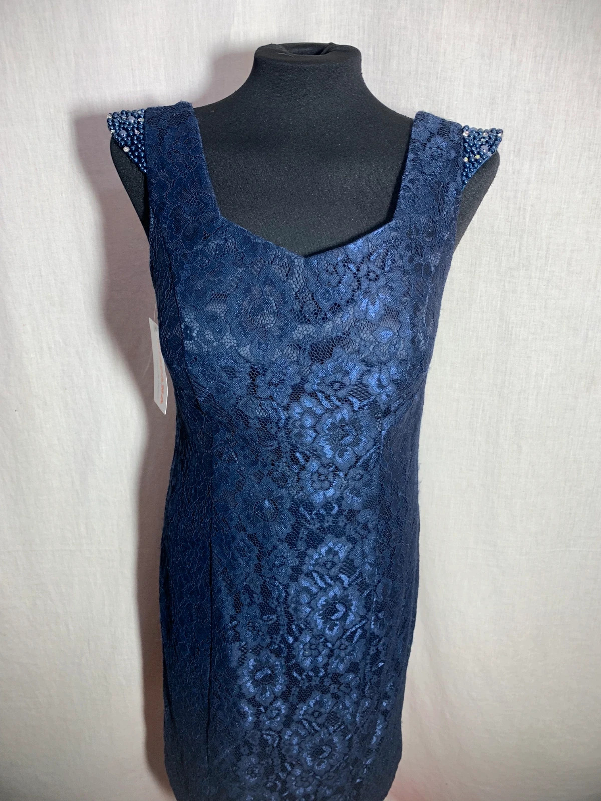 Vestido de Encaje Azul Marino | Navy Blue Lace Dress – taille L / 40 / 12 3