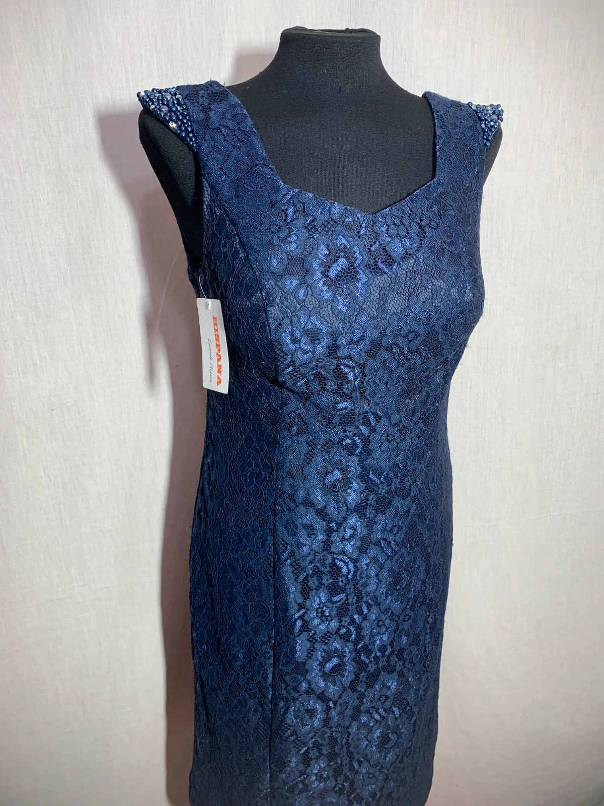 Vestido de Encaje Azul Marino | Navy Blue Lace Dress – taille L / 40 / 12 4