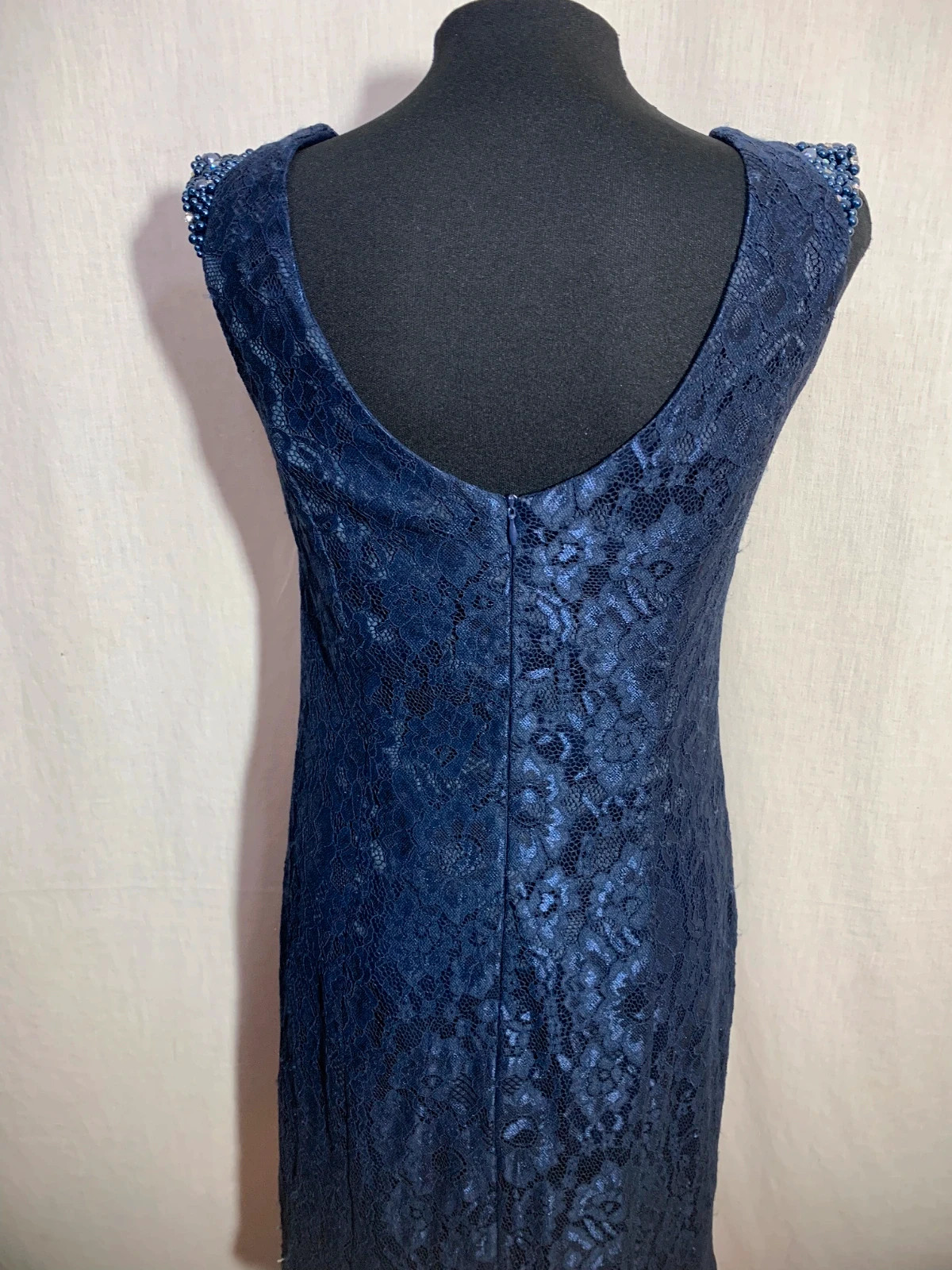 Vestido de Encaje Azul Marino | Navy Blue Lace Dress – taille L / 40 / 12 5
