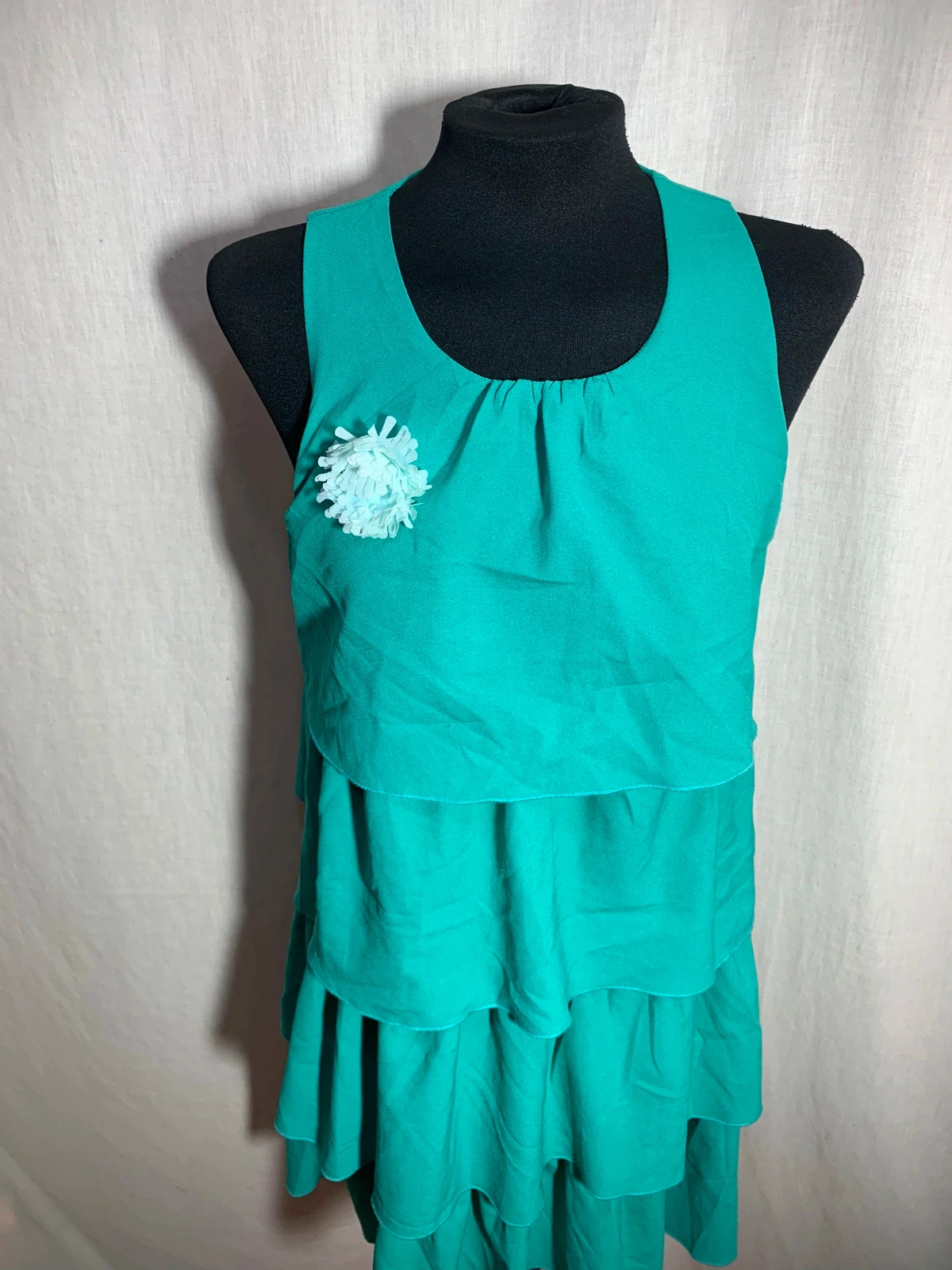 Vestido Verde Turquesa Sin Mangas con Volantes | Turquoise Ruffled Dress | Akino Laude – AKINO LAUDE – taille L / 40 / 12 4