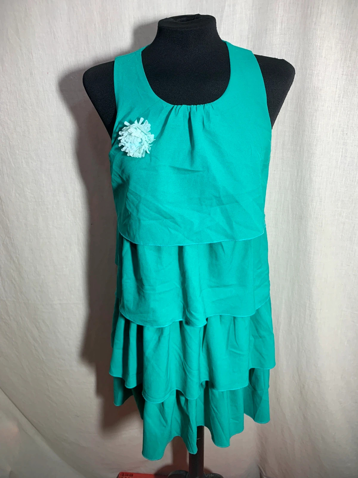 Vestido Verde Turquesa Sin Mangas con Volantes | Turquoise Ruffled Dress | Akino Laude – AKINO LAUDE – taille L / 40 / 12 2
