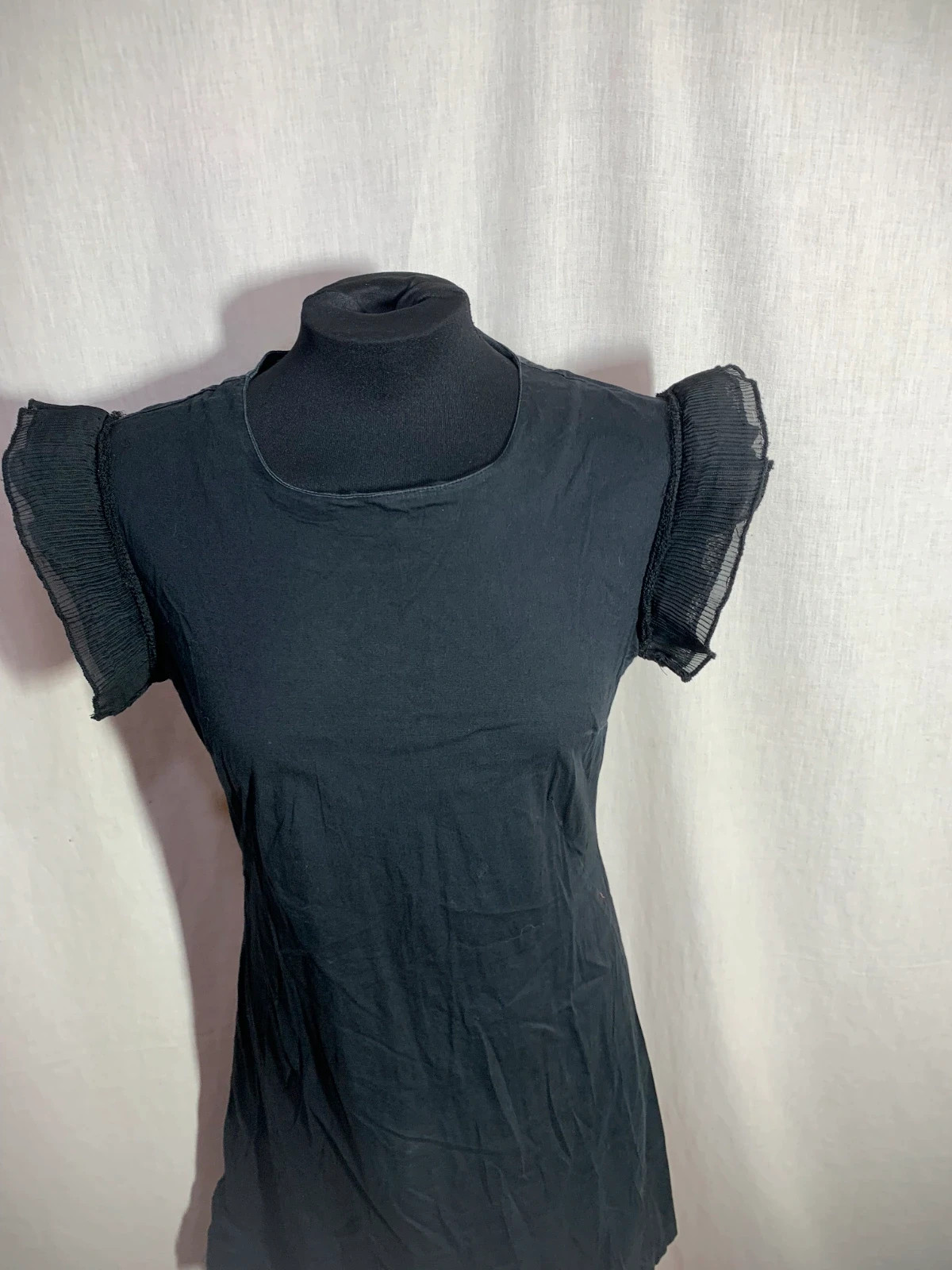 Vestido Negro de Algodón con Volantes en Manga Corta | Black Cotton Dress | Almatrichi – Almatrichi – taille XL / 42 / 14 3