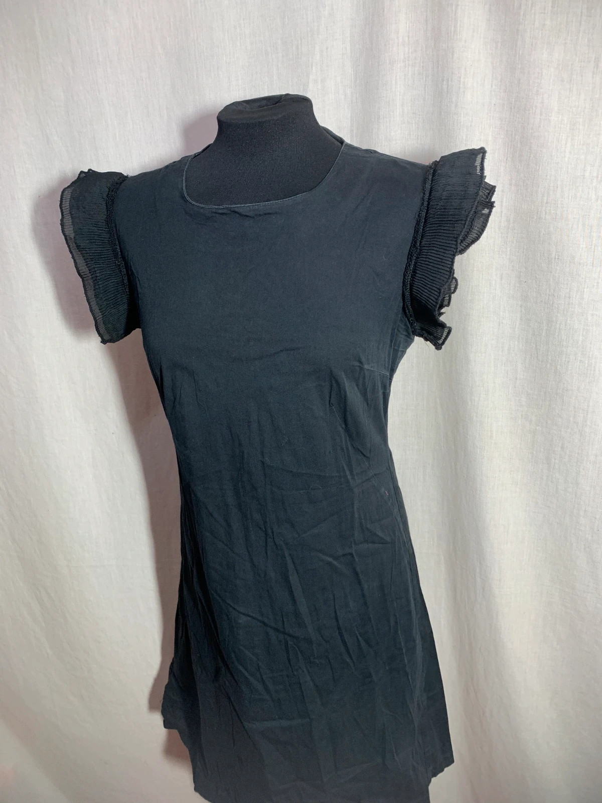 Vestido Negro de Algodón con Volantes en Manga Corta | Black Cotton Dress | Almatrichi – Almatrichi – taille XL / 42 / 14 4