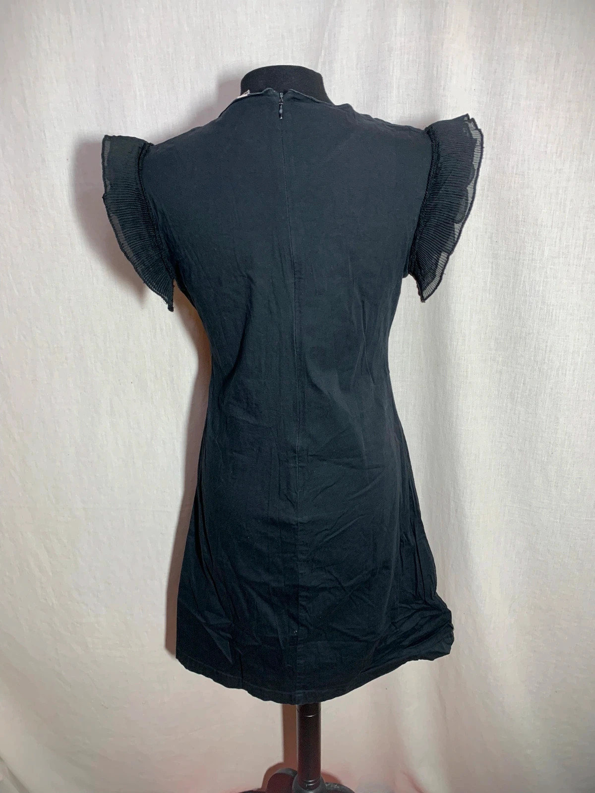 Vestido Negro de Algodón con Volantes en Manga Corta | Black Cotton Dress | Almatrichi – Almatrichi – taille XL / 42 / 14 5