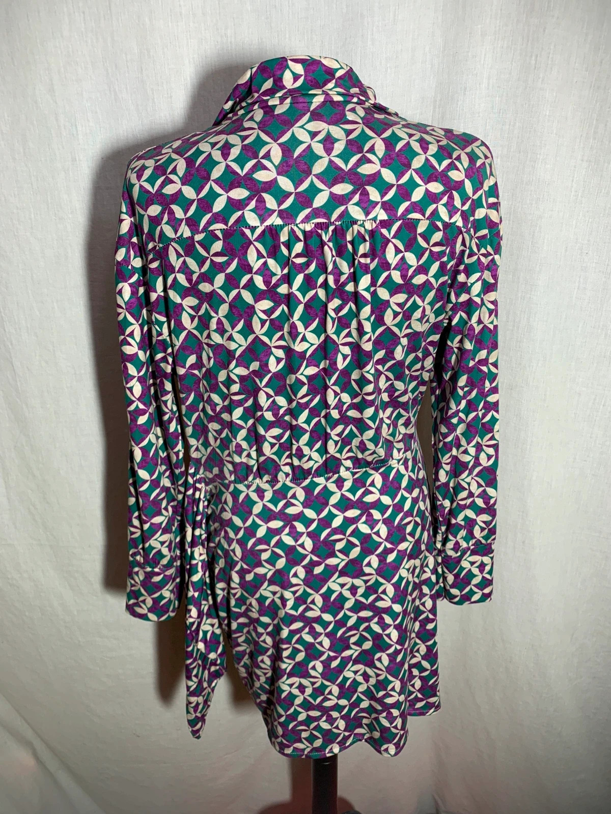 Vestido Cruzado Estampado Geométrico con Manga Larga | Geometric Wrap Dress – taille XL / 42 / 14 2