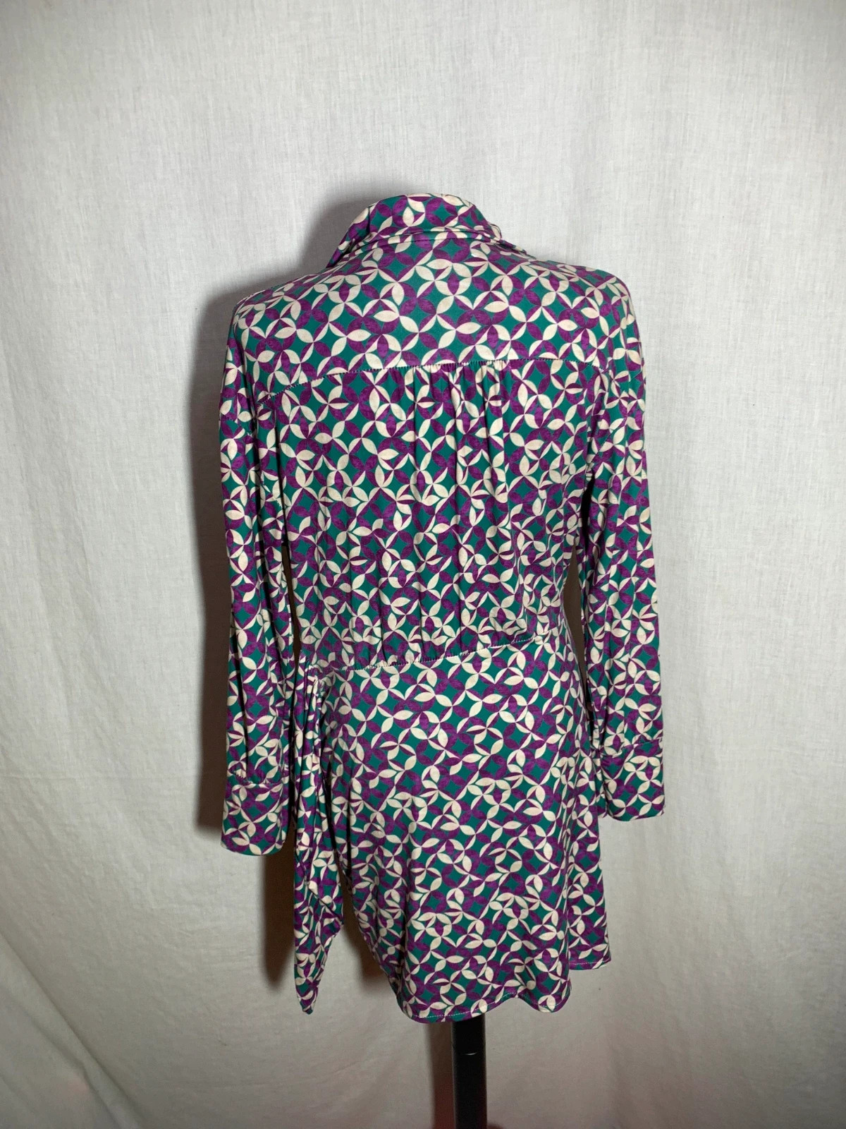 Vestido Cruzado Estampado Geométrico con Manga Larga | Geometric Wrap Dress – taille XL / 42 / 14 4
