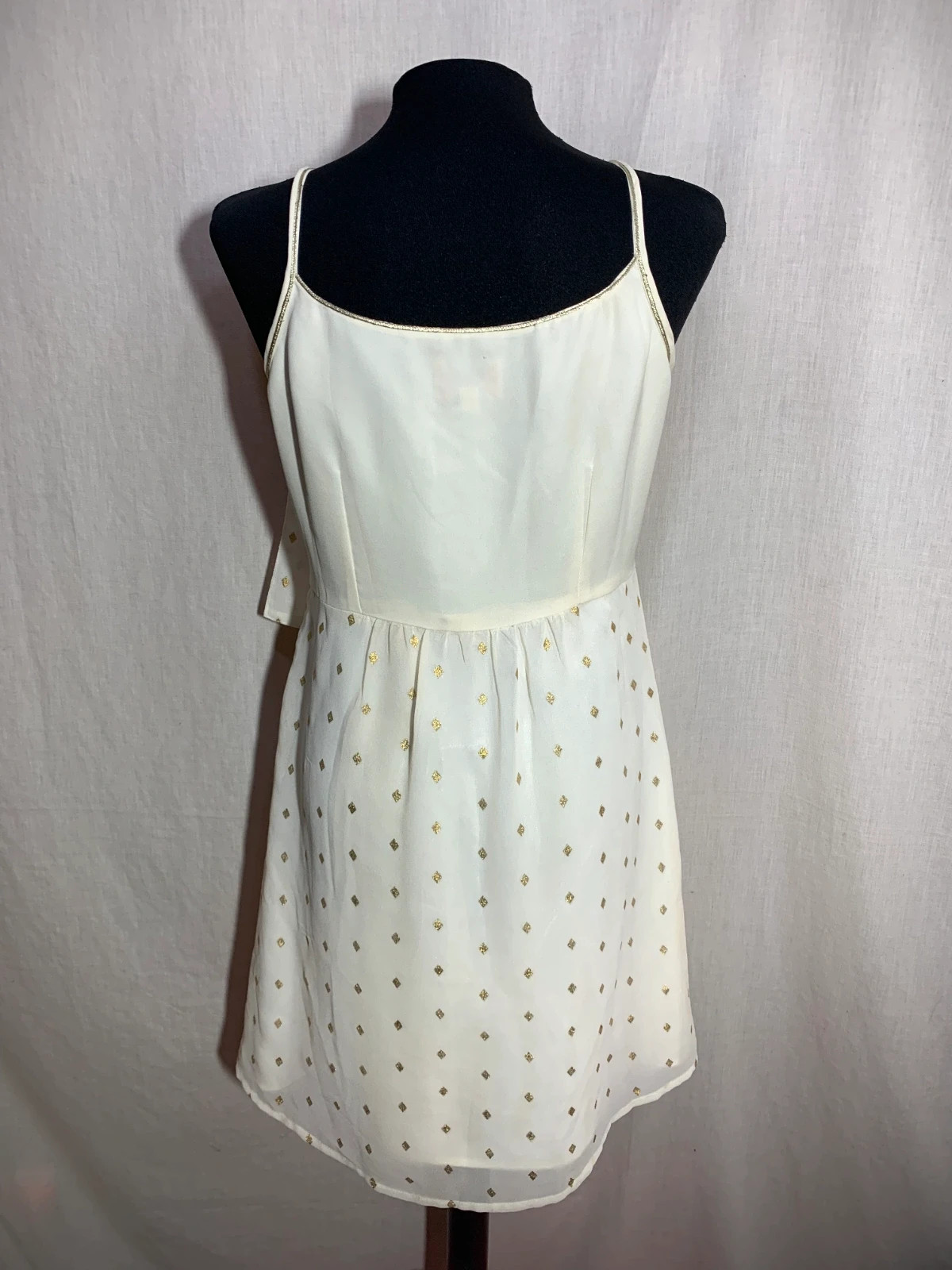 Vestido Blanco de Tirantes con Detalle Fruncido y Estampado Dorado | White Strappy Dress | Riverside – Riverside – taille XL / 42 / 14 3