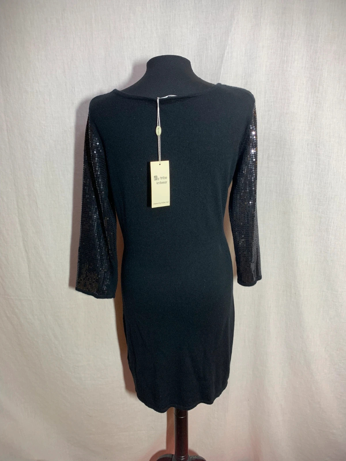 Vestido Negro de Lentejuelas con Manga 3/4 | Black Sequin Dress | My Tribe – taille L / 40 / 12 2
