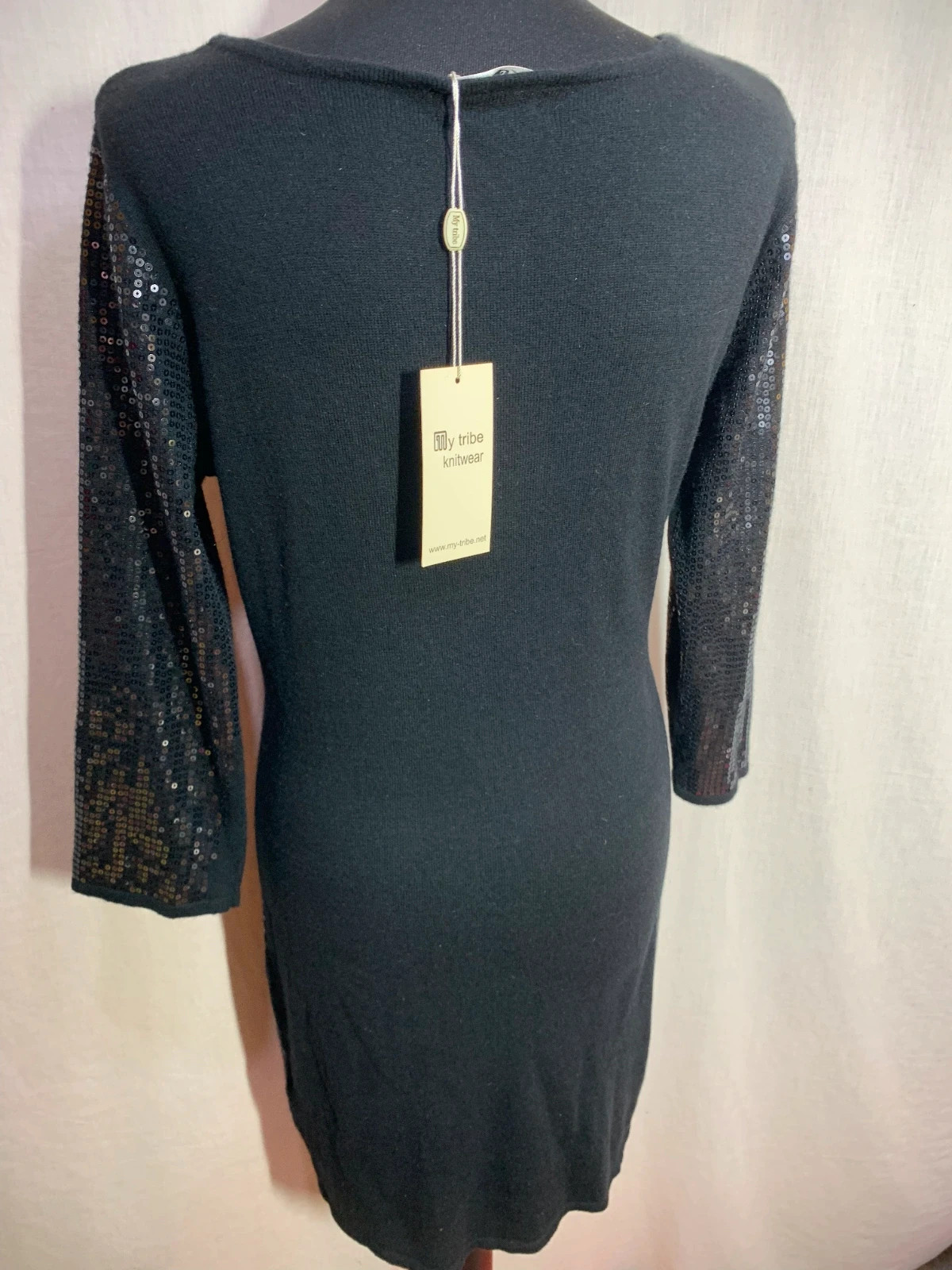 Vestido Negro de Lentejuelas con Manga 3/4 | Black Sequin Dress | My Tribe – taille L / 40 / 12 5