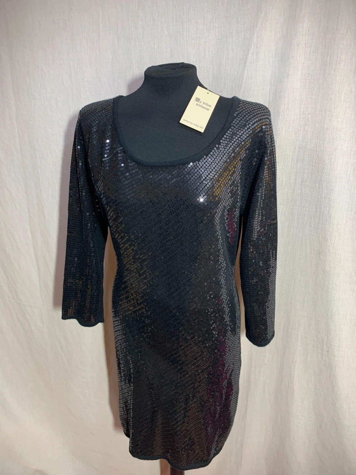 Vestido Negro de Lentejuelas con Manga 3/4 | Black Sequin Dress | My Tribe – taille L / 40 / 12 4