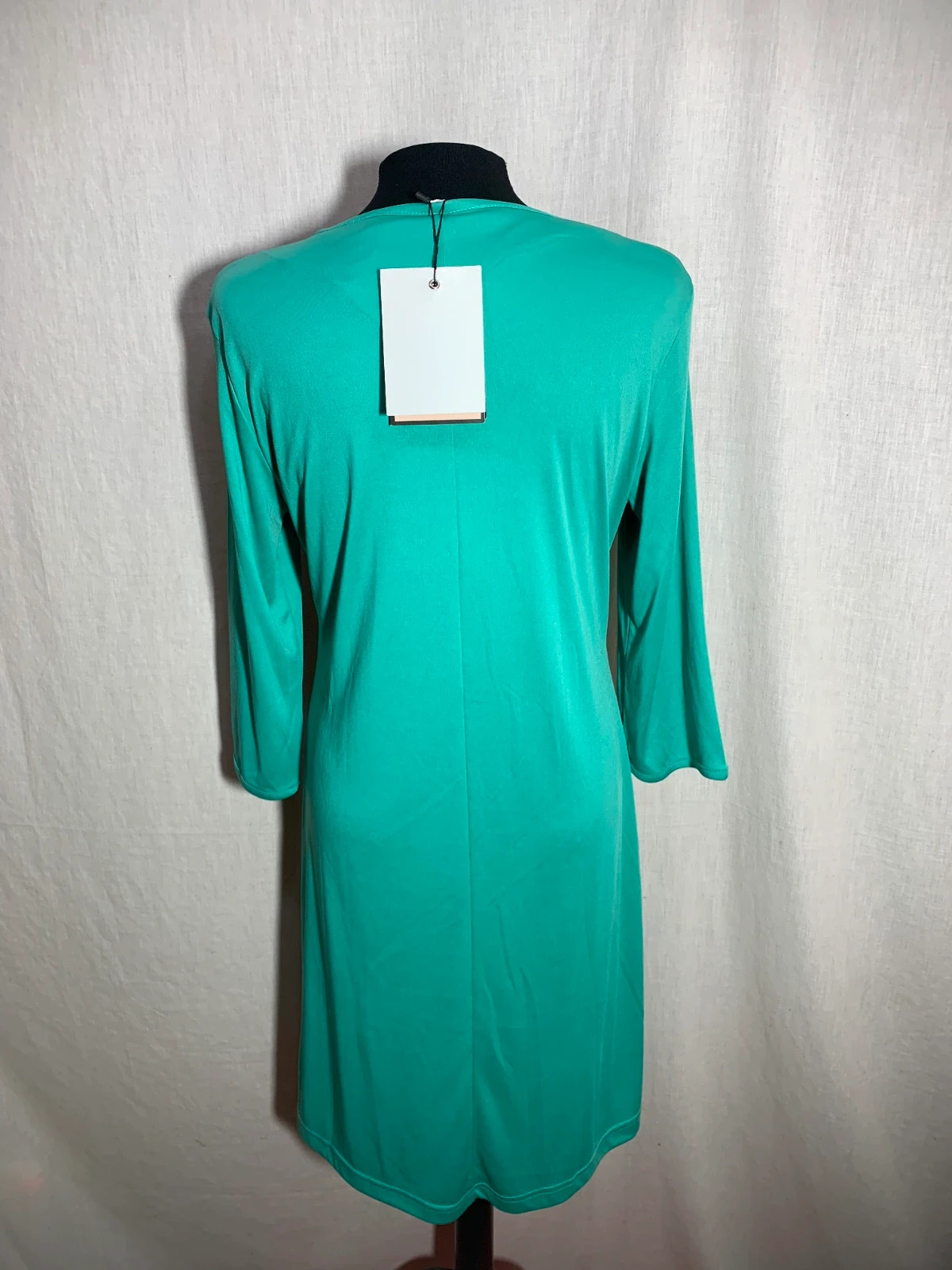Vestido Verde Turquesa con Manga 3/4 y Panel Superior Translúcido | Green Dress | Almatrichi – Almatrichi – taille XL / 42 / 14 2