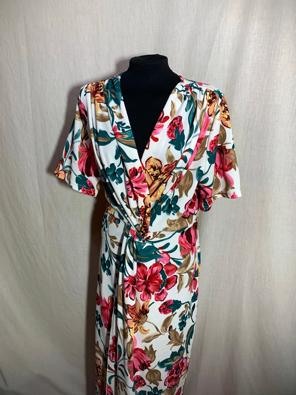 Vestido Largo Floral Cruzado con Manga Corta | Floral Wrap Maxi Dress | Shein – Shein – taille XXL / 44 / 16 5