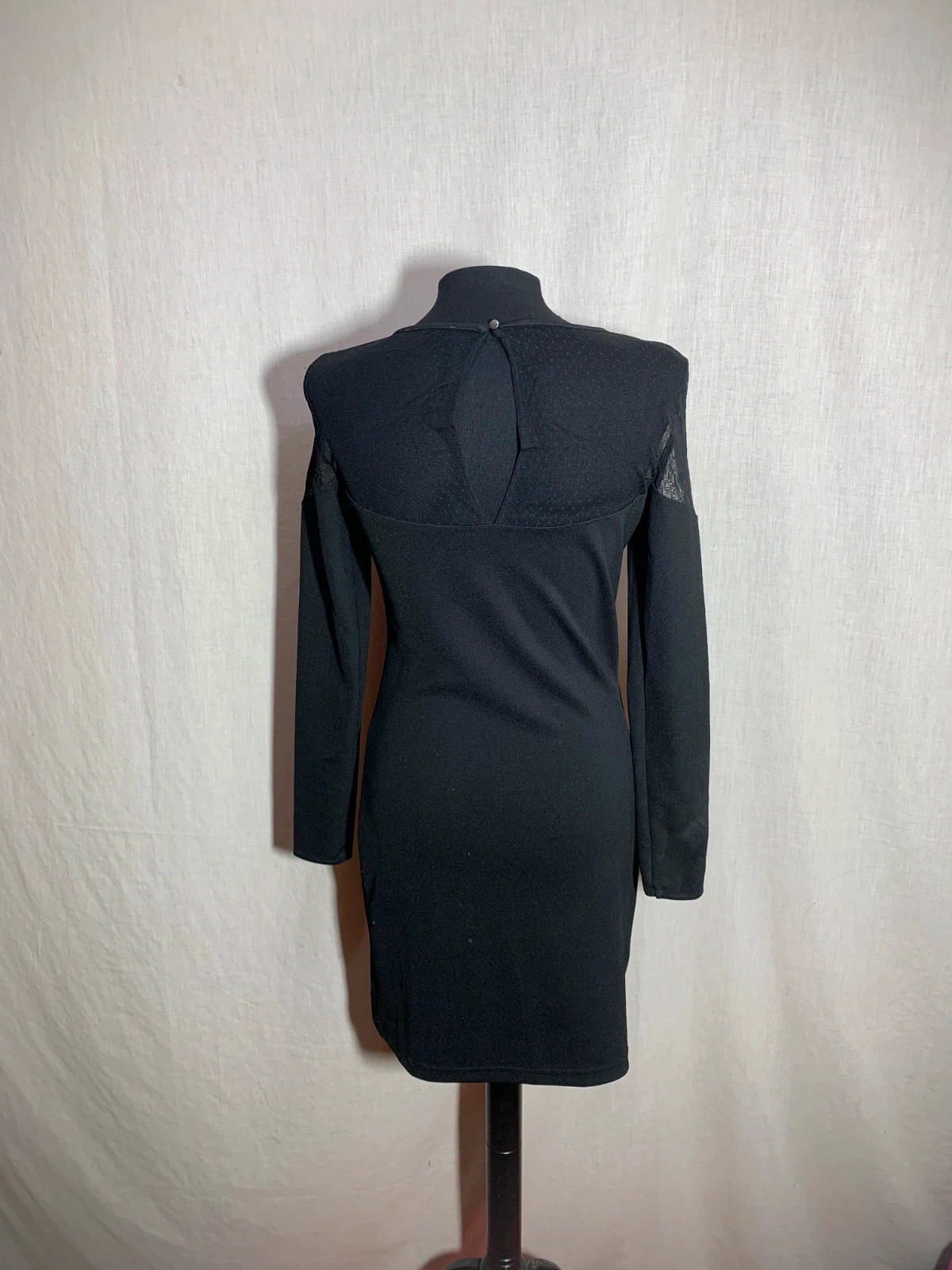 Vestido Negro Manga Larga con Detalle Transparente | Black Long Sleeve Dress – taille L / 40 / 12 2