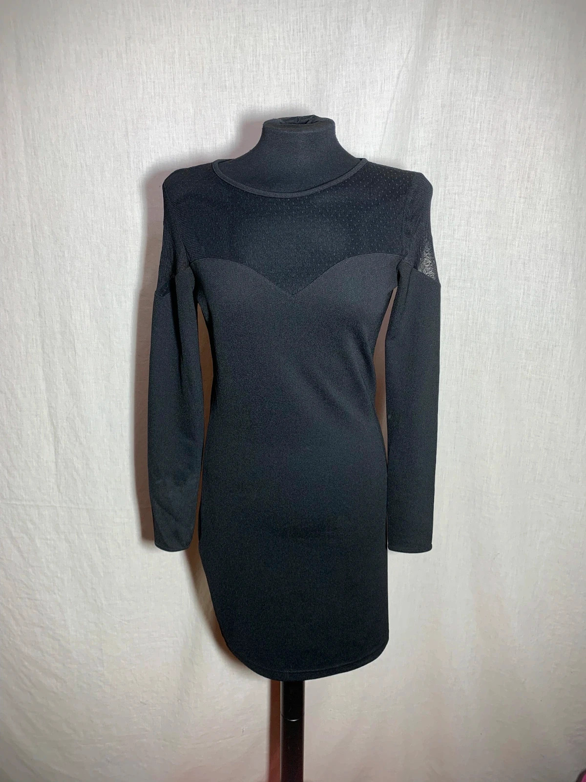 Vestido Negro Manga Larga con Detalle Transparente | Black Long Sleeve Dress – taille L / 40 / 12 3