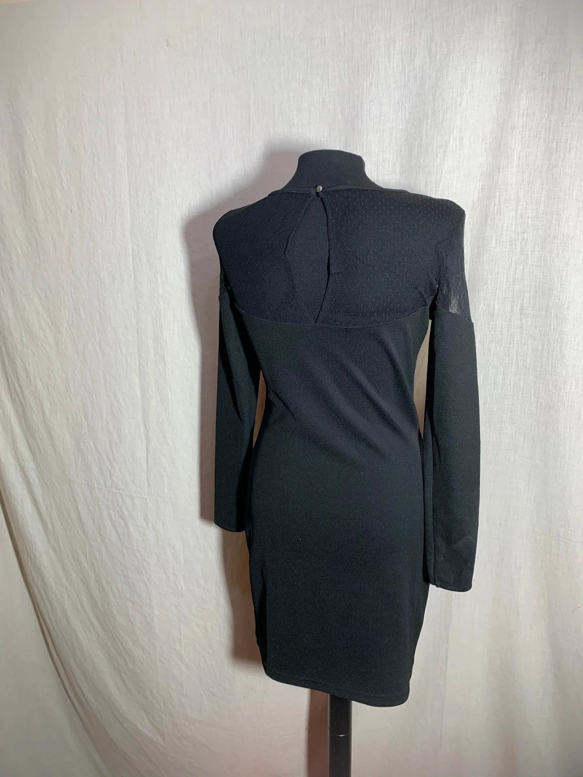 Vestido Negro Manga Larga con Detalle Transparente | Black Long Sleeve Dress – taille L / 40 / 12 4