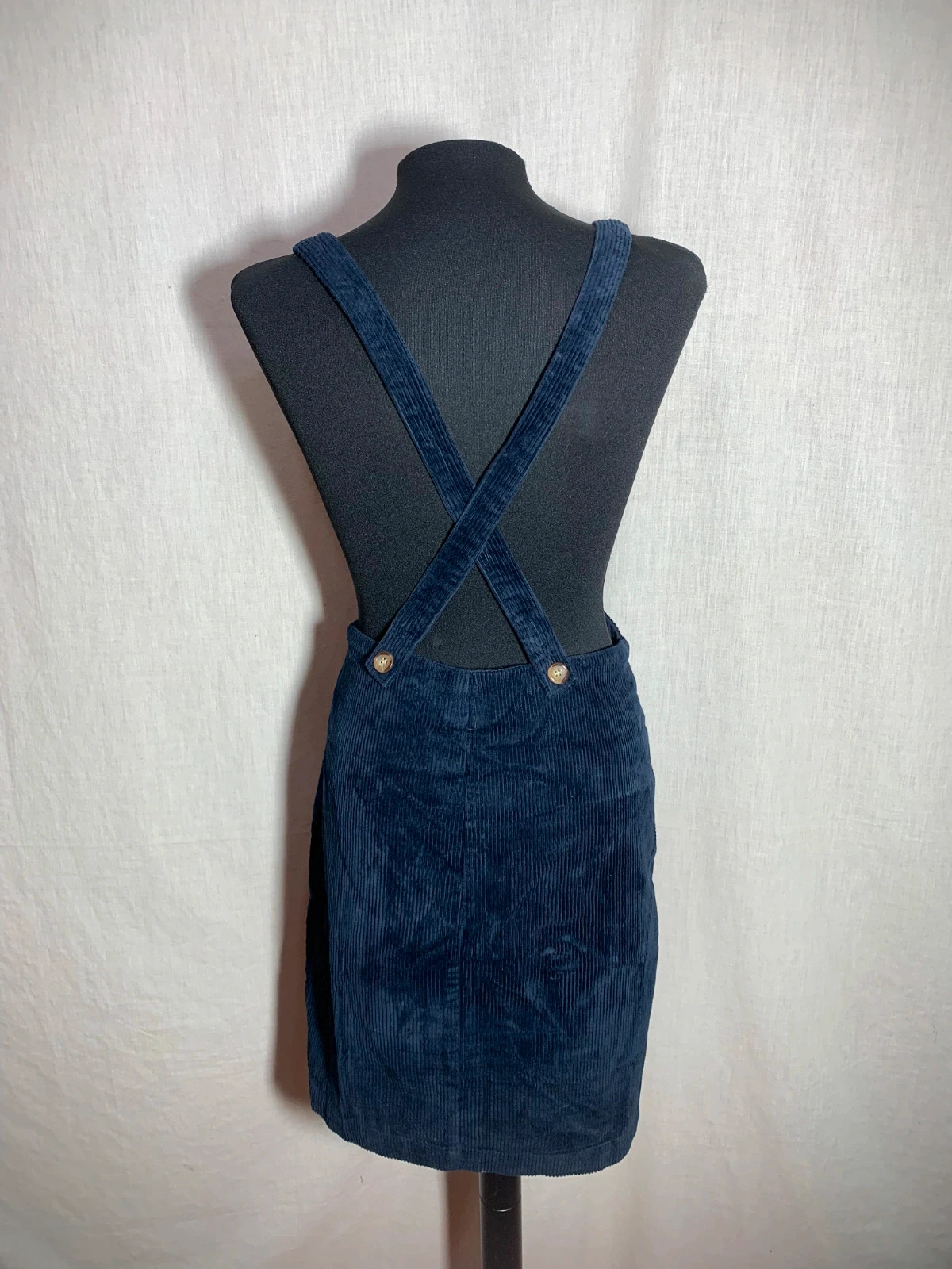 Vestido Peto Azul Marino de Pana con Tirantes Cruzados | Navy Corduroy Pinafore Dress | Kiabi – Kiabi – taille L / 40 / 12 2