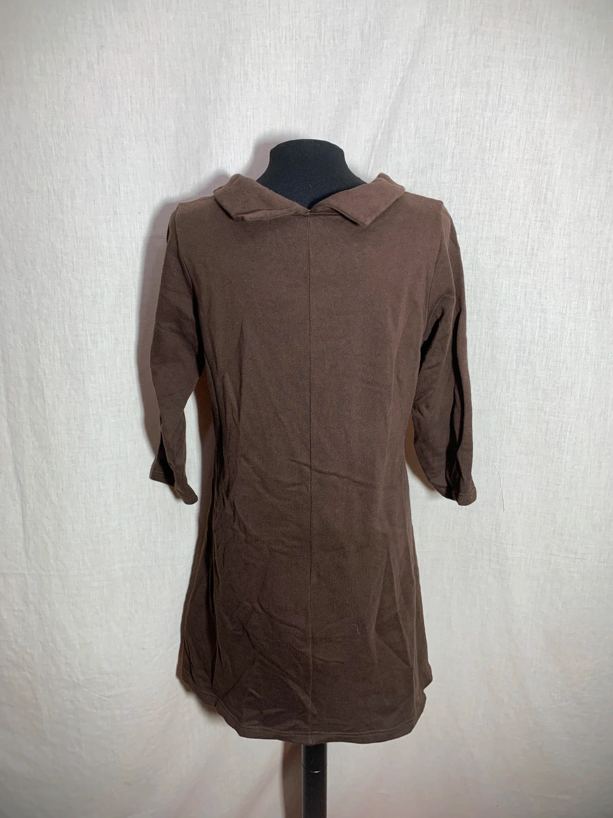 Vestido Marrón de Manga 3/4 con Bordados Laterales | Brown Embroidered Dress | Mamatayoe – Mamatayoe – taille L / 40 / 12 2