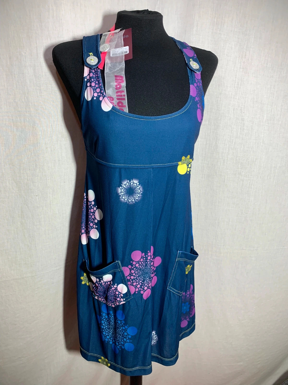 Vestido Azul Sin Mangas con Estampado Multicolor | Blue Sleeveless Printed Dress | Matilda – Matilda – taille L / 40 / 12 3