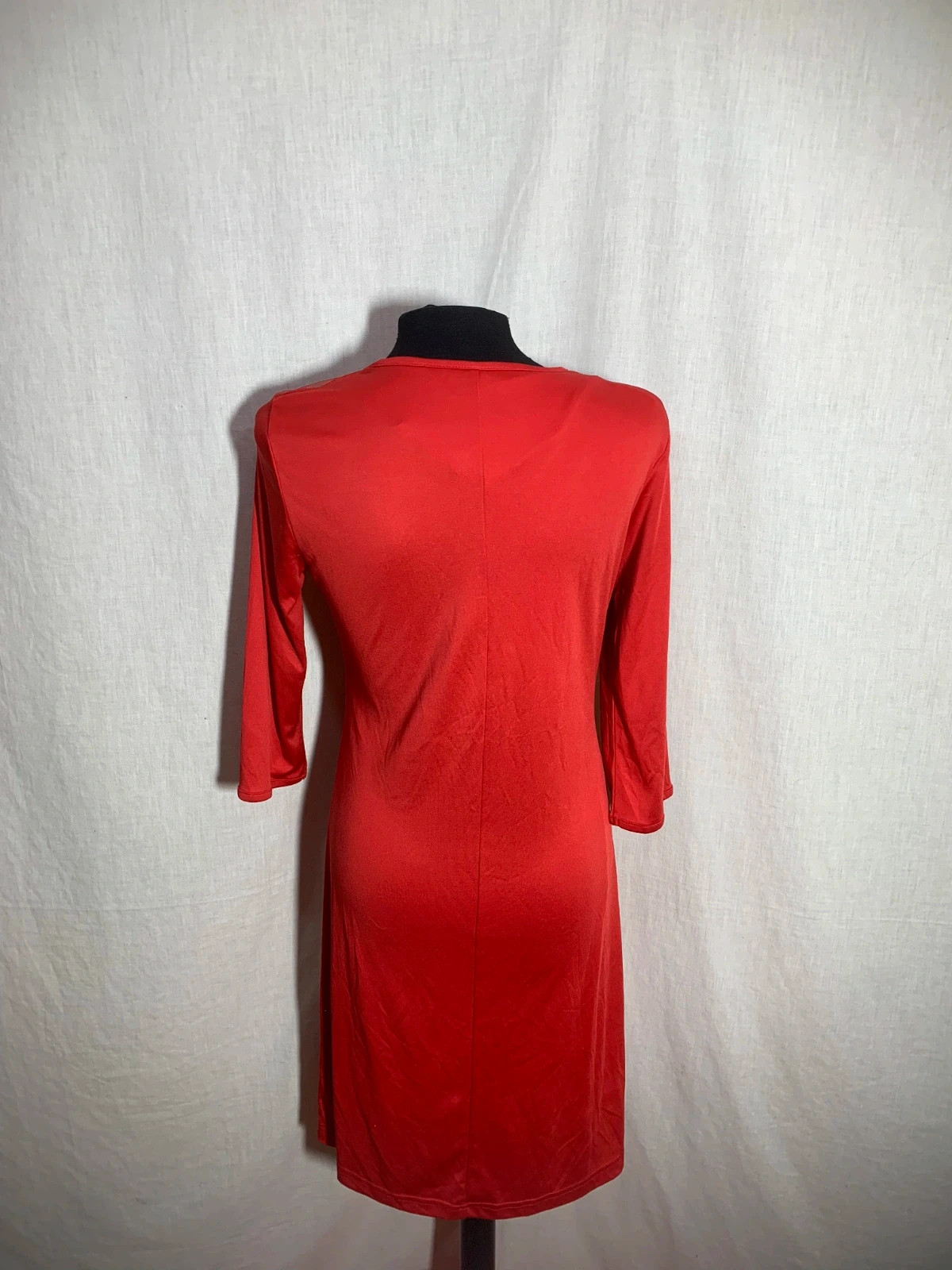 Vestido Rojo con Panel de Tul y Manga Tres Cuartos | Red Dress with Mesh Panel | Almatrichi – Almatrichi – taille M / 38 / 10 2