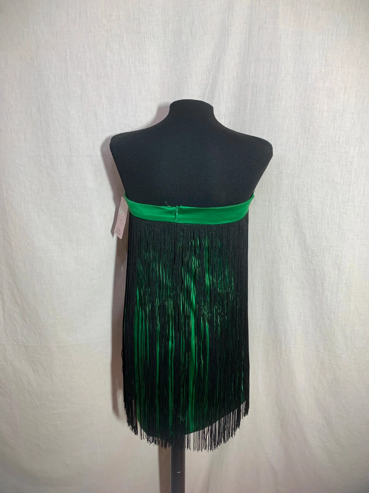 Vestido Verde y Negro con Flecos Sin Mangas | Green & Black Fringe Dress | Savuka – Savuka – taille L / 40 / 12 2