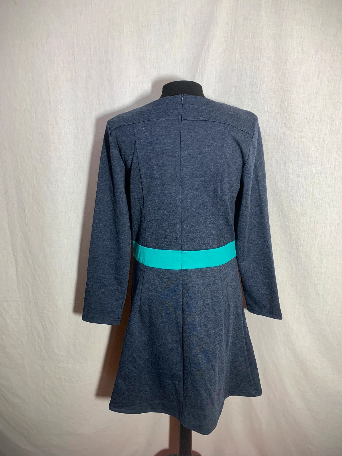 Vestido Azul Marino y Verde Agua de Manga Larga | Long Sleeve Dress | Akino Laude – AKINO LAUDE – taille M / 38 / 10 2