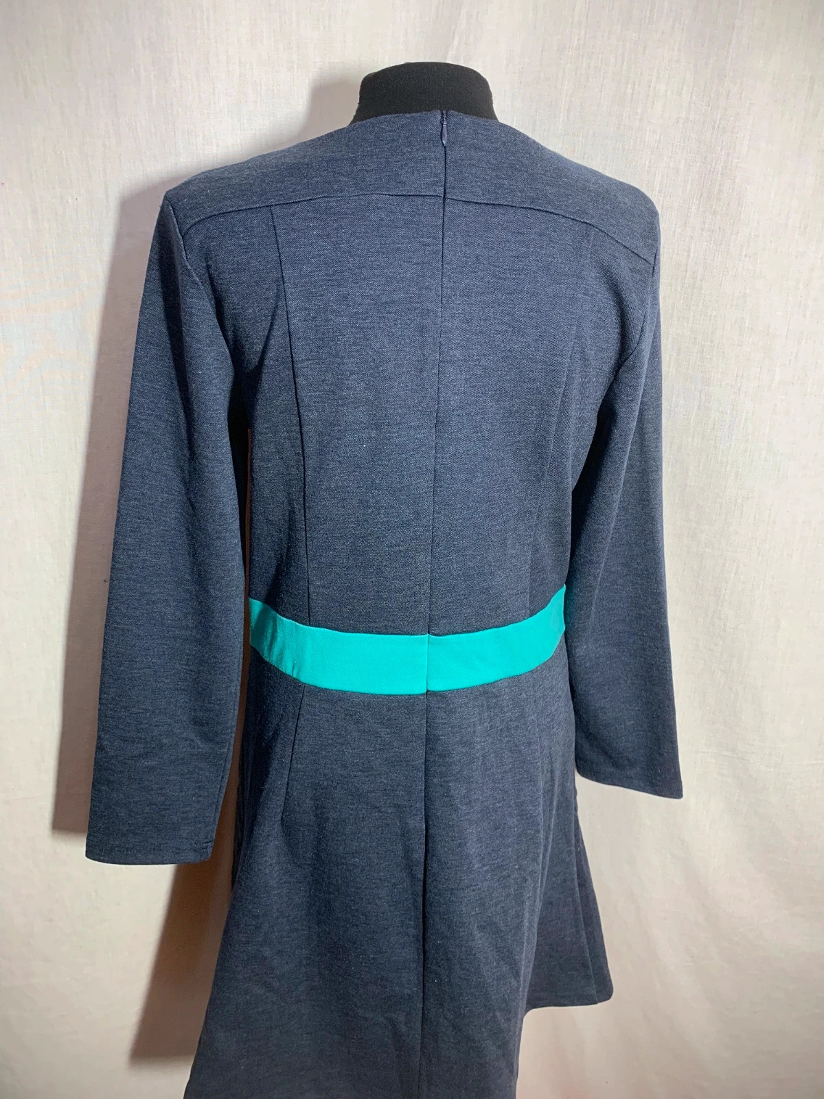 Vestido Azul Marino y Verde Agua de Manga Larga | Long Sleeve Dress | Akino Laude – AKINO LAUDE – taille M / 38 / 10 4
